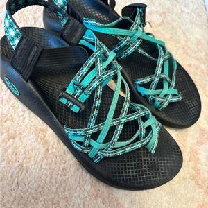 Chaco Women's Black and Turquoise Sandals
